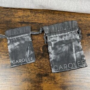 Vintage Carolee drawstring gray metallic Jewelry bags lot of 2